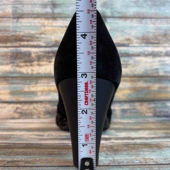 Brunate Womens Black Suede Pumps Heels Size 7-7.5M Handmade Pointed Toe Formal - Picture 10 of 13